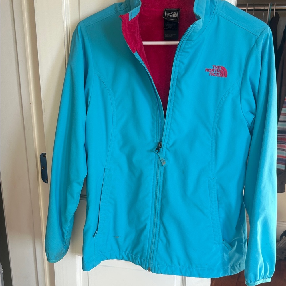 The North Face Women's Turquoise and Pink Ski Jacket
